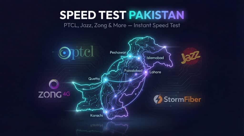 Speed Test Pakistan — PTCL Jazz Zong StormFiber