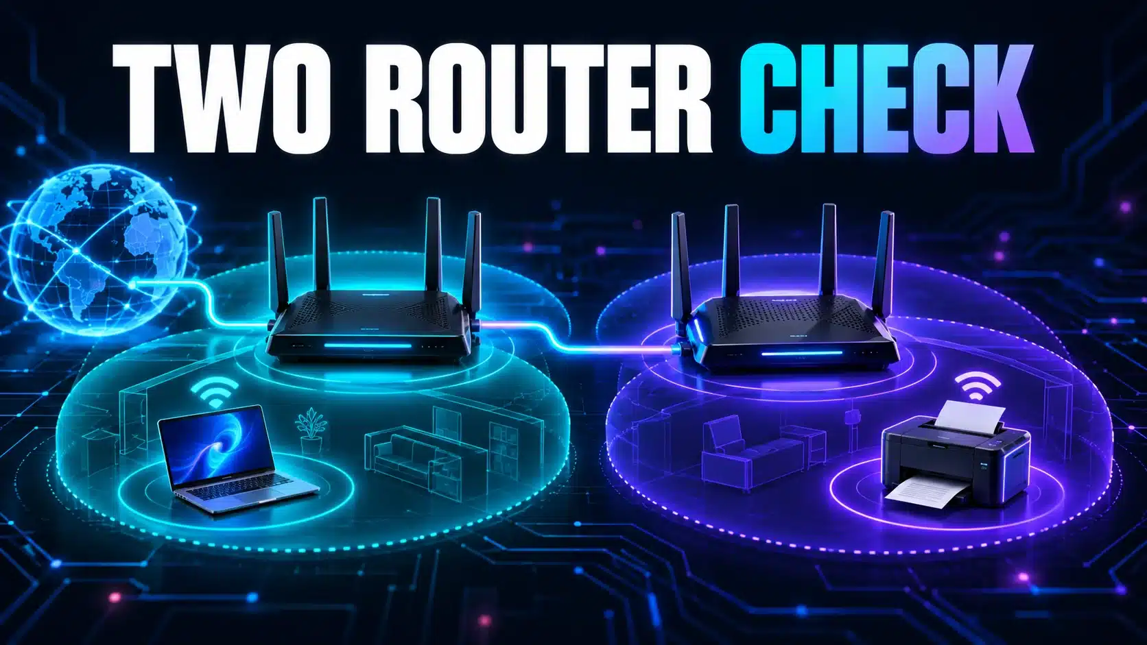 Two routers and separate local-network zones illustrate a double-NAT configuration check.