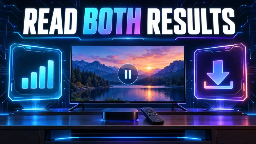 A television shows separate Wi-Fi signal and download symbols beside a playback observation.